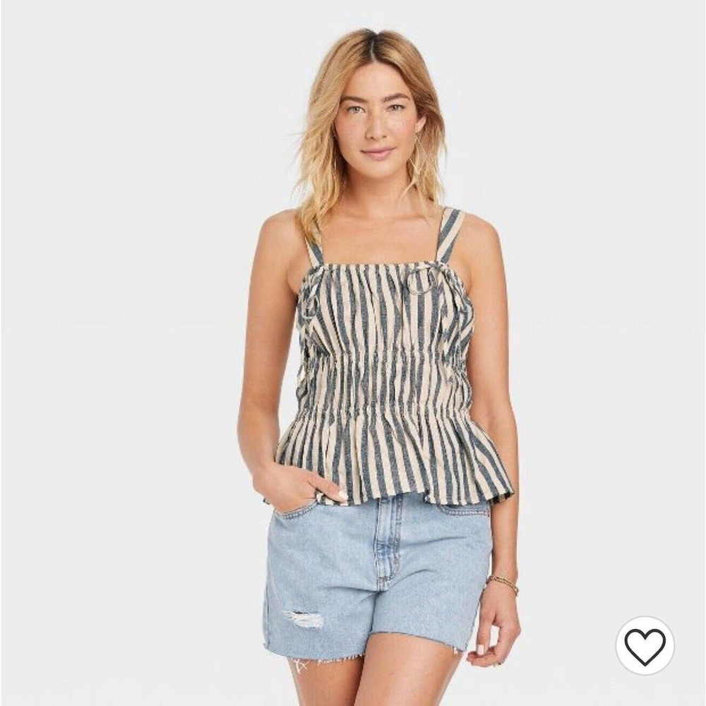 XXL Women's Peplum Tank Top Universal Thread, cream stripe